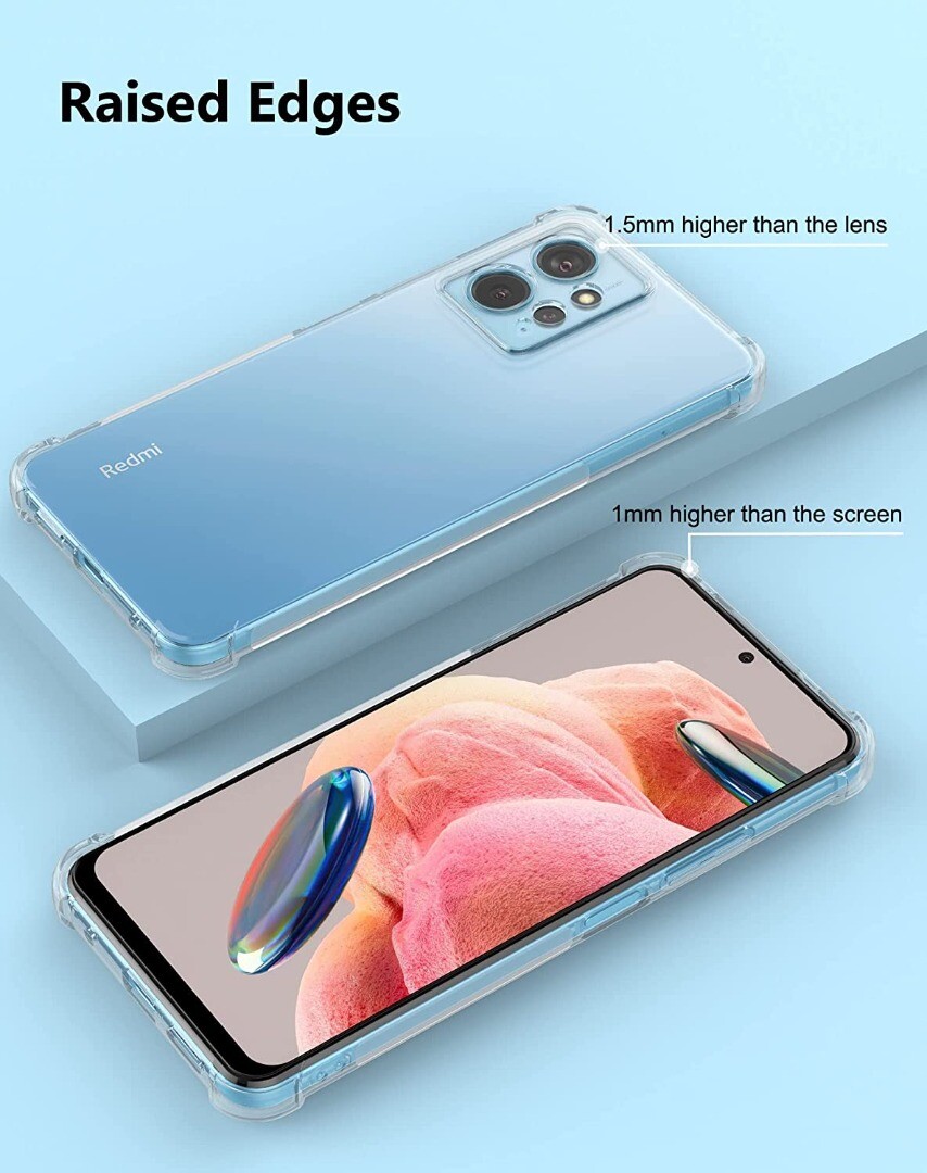 REY Cover In Gel TPU Anti-Shock Per Xiaomi Redmi Note 12 4G - Custodia Morbida Sottile, Trasparente, Antigraffio - 5