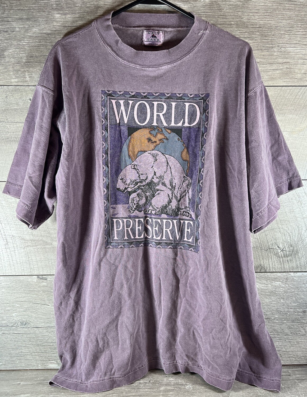Vtg 90’s World Preserve Polar Bear Size Large T Shirt Nature Animal USA Graphic
