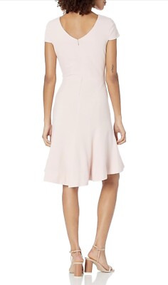 dress the population bettie Dress The Population Bettie Dress Medium Pink Fit Flare Short Sleeve V Neck