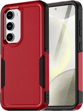 Samsung Galaxy S24 Shockproof 2-Layer Case, Red with Glass Protector