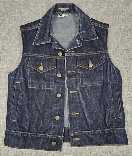 American Apparel Vest Adult XXS Denim Vintage Geometric Patch Vintage Streetwear
