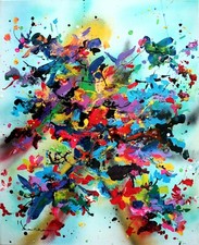 oeuvre tableau KSPERSEE peinture mixed abstrait toile chassis signe coté drouot