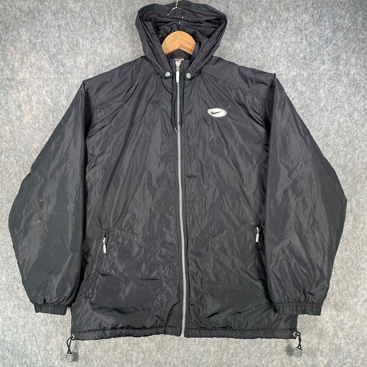 Vintage Nike Jacket Teens XL 164-176 Black Big Swoosh Logo Vintage Nike Jacket Teens XL 164-176 Black Big Swoosh Logo
