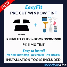 EasyFit Static Pre Cut Tint & Tools For Renault Clio 3-door 90-98 - 5% Limo Rear