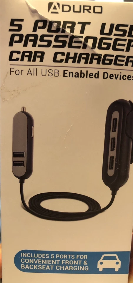 Cargador de coche de pasajeros Auduro 5 puertos USB nuevo salida de 4,8 amperios NUEVO Foto 2 de 4