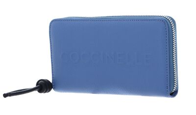 COCCINELLE Metallic Soft Wallet Grained Leather Geldbörse Azul / Midnight B Neu