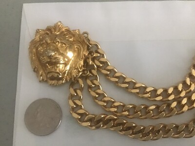 vintage accessocraft ny gold toned lion heads belt buckle | eBay display picture 1