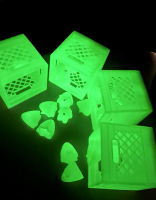 Glow in the Dark Halloween Mini Milk Crates & Ghosts, 4 Crates + 20 Ghosts