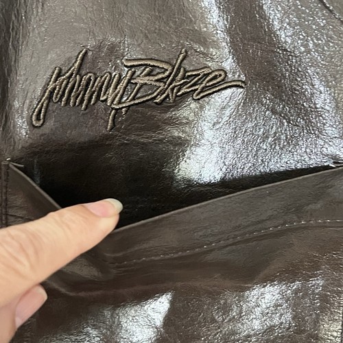 Johnny Blaze Leather Shirt 90's Vintage 100% Leather Brown Button Down - Picture 13 of 18