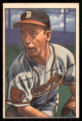 1952 Bowman #48 Vern Bickford Milwaukee Braves