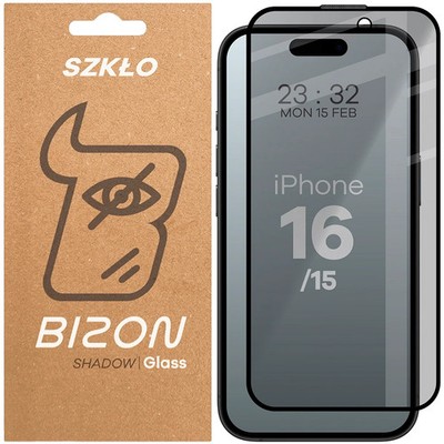 Gehärtetes Glas mit Privatschutzfilter für iPhone 16/15 Bizon Displayschutzglas