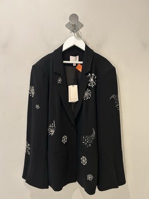 Cinq à Sept Shooting Star Rumi Blazer Black/Silver Stars Rhinestone 14