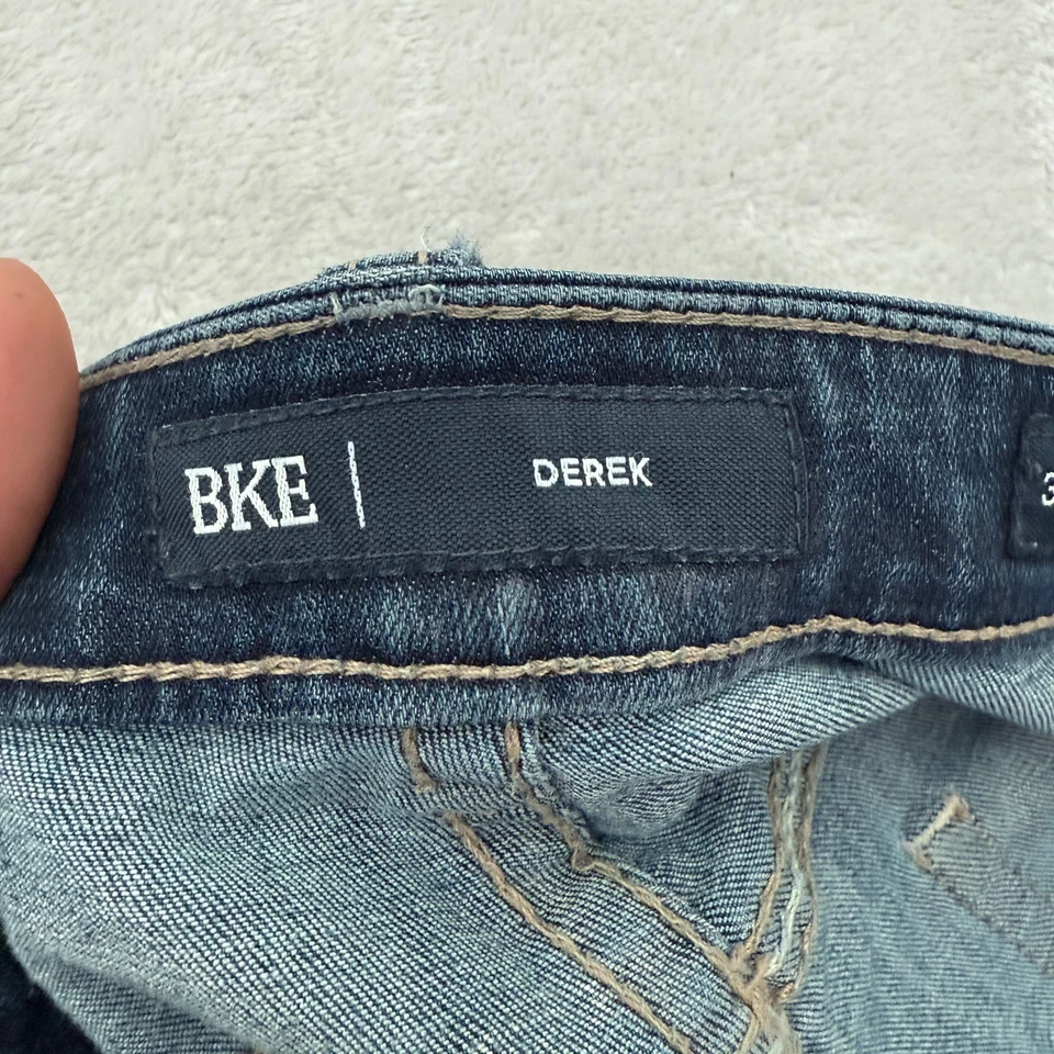 Pantalones de mezclilla BKE Derek para hombre 34x32 (36x32) azul pierna recta bigote suave elástico Foto 2 de 4