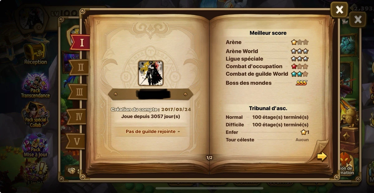 COMPTE SUMMONERS WAR europe EUR 250,00 - FR