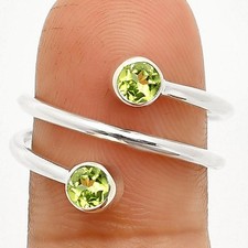 Adjustable Double Natural Gemstone Ring 925 Sterling Silver Handmade DGR1145