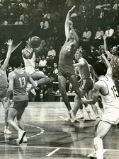 Kunihiko Nakamura Japan passes ball to Akira Kodama Basketball Gro- Old Photo