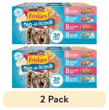 (2 Pack)Purina Friskies Fish-A-Licious Variety Pack Wet Cat Food, 5.5 oz, 32 can