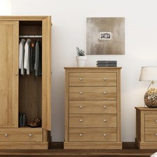 Devon Bedroom Furniture Range – Wardrobe, Chest, Bedside – Oak/White/Charcoal