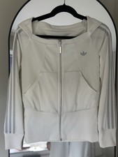 Vtg post 2000s Adidas Original White High Waist Jacket Three Strips M