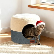 Cat Cave Bed for Indoor Cats, 2-in-1 Foldable Cat House  Lounge for Small  ...