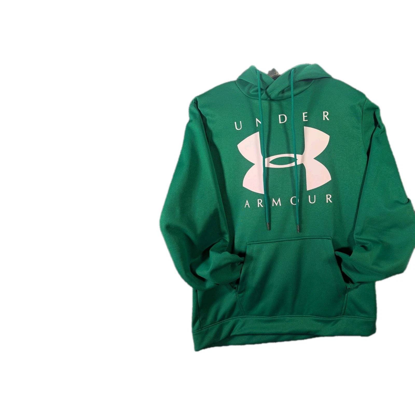 Under Armour Mens Rival Fleece Green Pullover Big Logo Hoodie