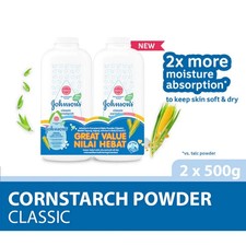 2X 500g Johnson's Baby Powder Classic Cornstarch 500g Pack Original twin pack