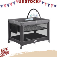 Foldable Portable Baby Playard Crib for Toddlers, Lightweight Travel Crib