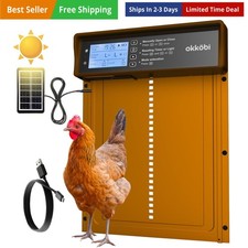 Okkobi Automatic Chicken Coop Door Solar Powered - LCD Display - Chicken Coop...