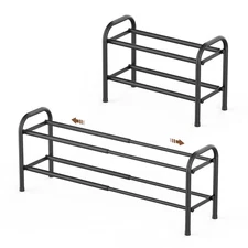 2-Tier Expandable Shoe Rack,Adjustable Shoe Shelf Storage Organizer Heavy Dut...