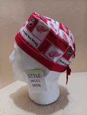 Detroit Red wings Block NHL Men's Skull/Chemo Surgical Scrub Hat/Cap Handmade