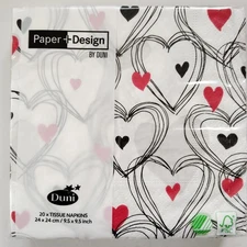 Paper Napkins Shower of Hearts red  20-count 25cm Cocktail Beverage Germany Duni