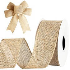 2.5 Inch Natural Jute Burlap Wired Ribbon 10 Yards Shedding-Free 1 PC