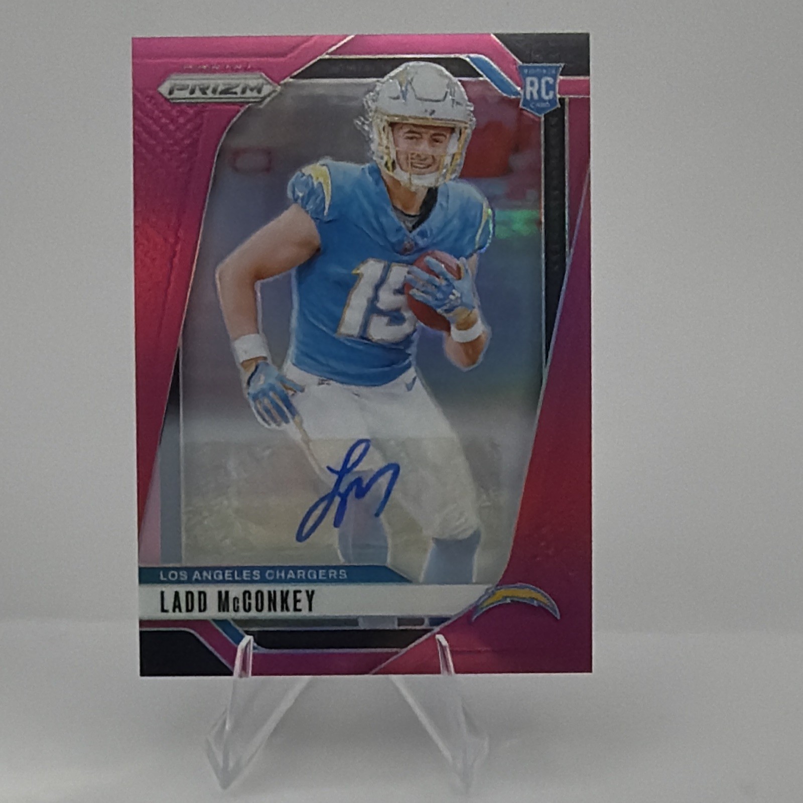 2024 Panini Prizm - Rookies Ladd McConkey #365 Pink Prizm Autographs (AU, RC)