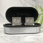 Silver Square Engraved Personalised Initial Cufflinks - Mens Wedding/Birthday