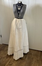 Antique Off White Heavy Cotton And Lace Skirt Fits Large