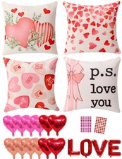 Valentine Decorations Set of 4 Double-Sided 18" x 18" Pack of 4 Pink