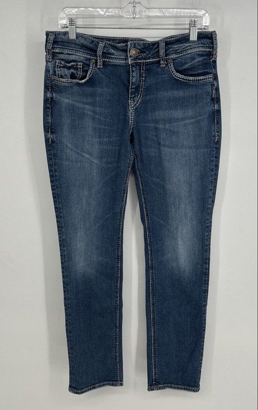 Silver Jeans Womens Suki Blue Denim Medium Wash Slim Ankle Jeans Size 30X27