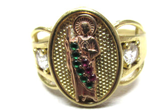 14K Two Tone Yellow Rose Gold 5.40 Grams St. Jude Ring Size 11 NO RESERVE