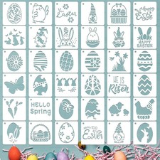 Konsait 36 Pcs Easter Stencils for Painting on Wood, Reusable Easter Templates C