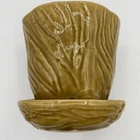 Brush McCoy 1967 Pottery Yellow Gold B-218-4 Tree Bark Flower Planter Pot USA