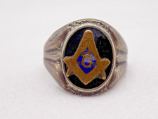 STERLING SILVER VERY OLD ANTIQUE MASON MASONIC RING SIZE 9 VERY COOL SEE ALL PIC