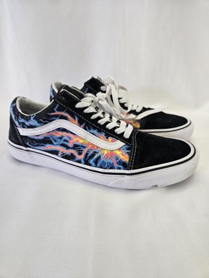 Vans Old Skool Electric Flame Black White Glow Mens Size 9.5