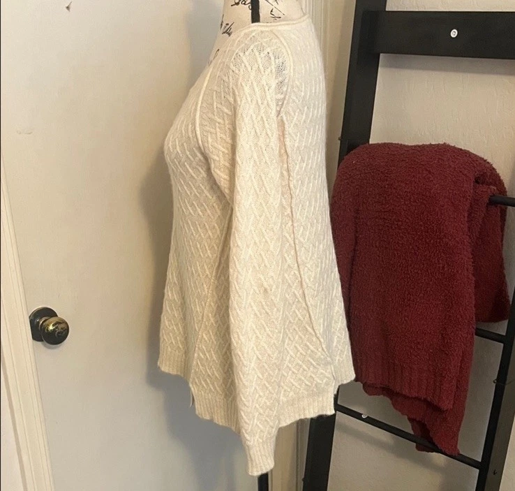 Suéter Pullover Peruvian Connection 100% Real Alpaca Tejido Crema Mujer Talla S Foto 3 de 4