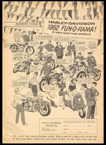 1962 Harley-Davidson Motorcycles *Fun-O-Rama* vintage cartoon AD