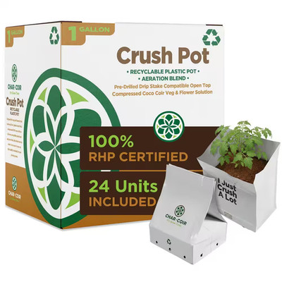 1-Gal Crush Pot 70% Coco Pith / 30% Coco Fiber Compressed Grow Media Soil Amendm