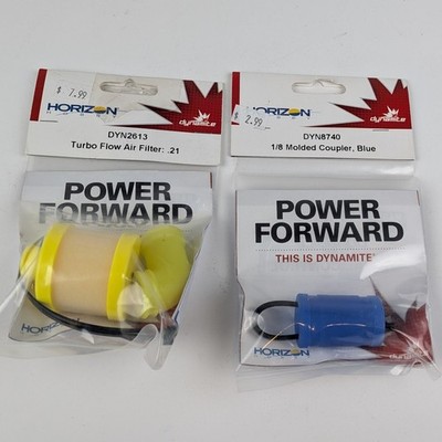 Dynamite Turbo Flow Air Filter and Molded Exhaust Coupler for .21 Engines - New