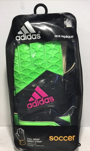 Adidas Ace Replique Soccer Gloves Full Wrap Wrist Strap Size #9 Green/Black