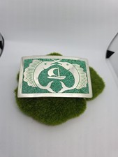 Vtg Mexico Silver 925 Inlay Turquoise Chips Swordfish Belt Buckle 3.5 X 2"