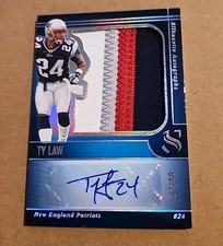 Ty Law 2025 Panini Silhouette Jumbo Patch Veteran Autograph Blue /25 4 Color 