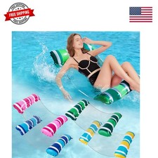 4 Pack Inflatable Pool Float Hammocks, 4-in-1 Water Floating Mesh Chair for A...